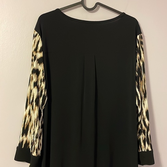 Chico’s Speckled Animal-Blocked Shirtdress Leopard Print Dress size 2 (L/12) - Picture 11 of 16